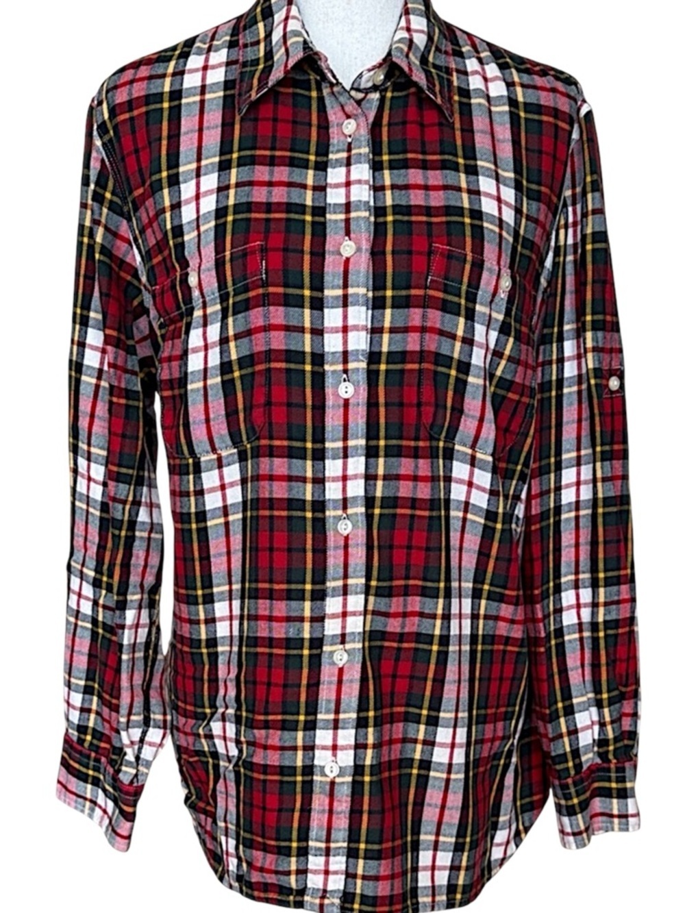 Ralph Lauren Jeans Co Red Plaid Flannel Button-Down Shirt Cabincore Basic Staple